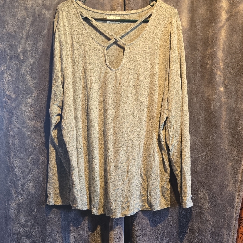Elegant Heather Gray Long Sleeve Top